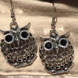 AUSTRIAN Crystal Owl Earrings NWOTS